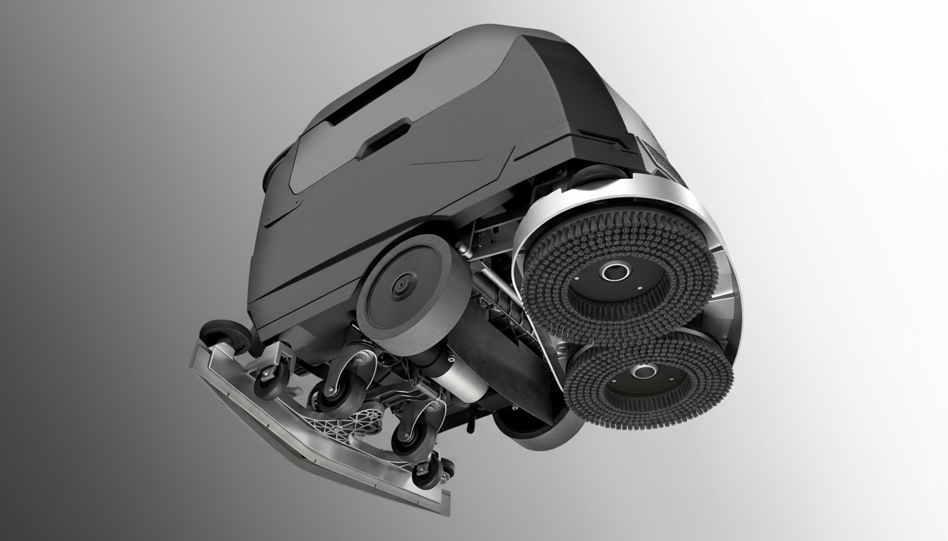 maszyna czyszcząca z systemem czterech kół nie zostawiających śladów